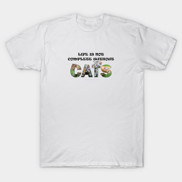 Life is not complete without cats - kittens oil painting word art T-Shirt by DawnDesignsWordArt